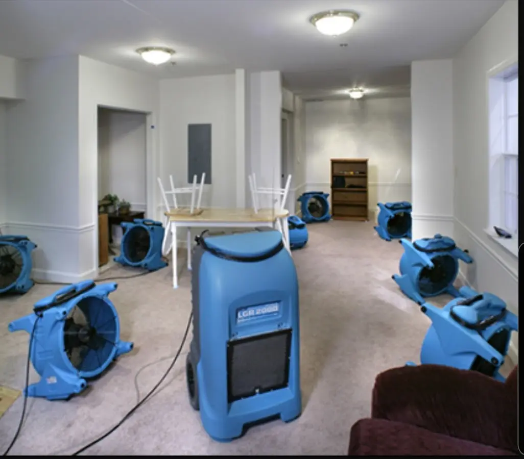 Air movers and dehumidifier setup for Water Damage Restoration in Fort Myers Shores