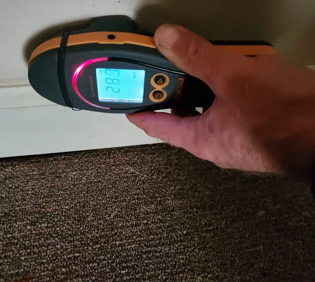Moisture detection at baseboard during Sewage Cleanup & Sanitation in Fort Myers Shores